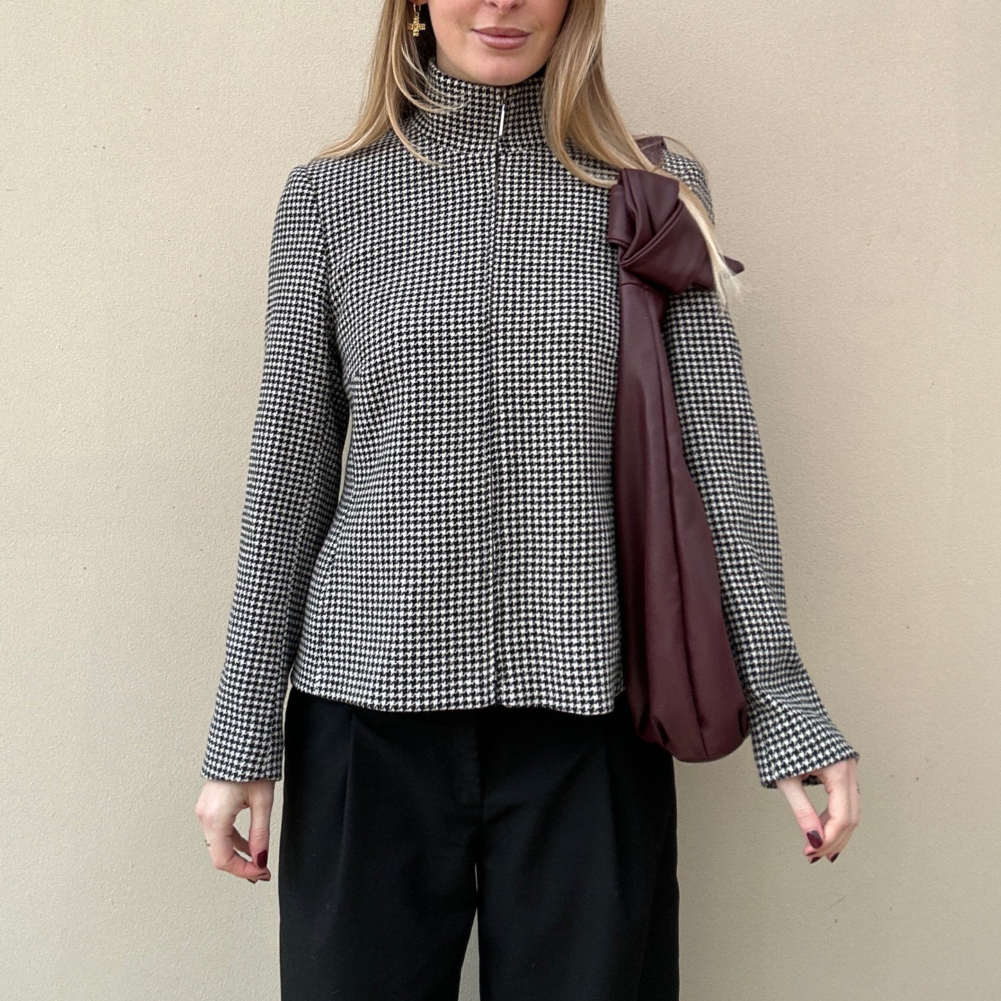 Vintage zip dogtooth jacket