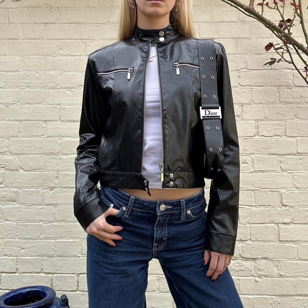 Vintage faux leather biker jacket