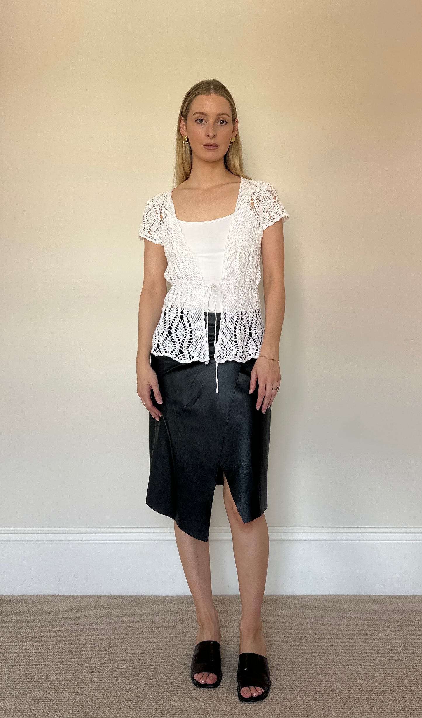 Vintage white crochet shrug