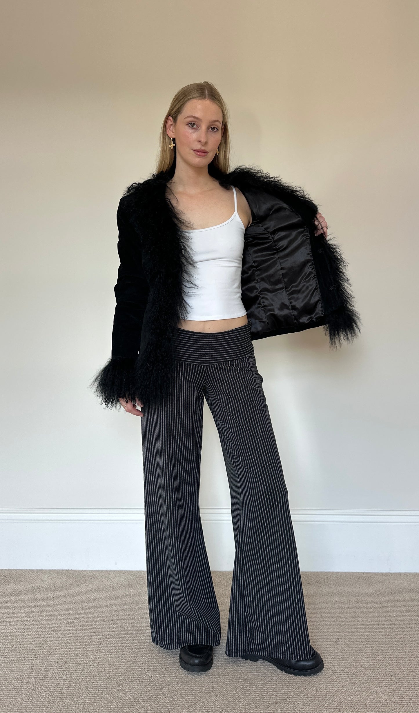 Vintage suede & mongolian afghan jacket
