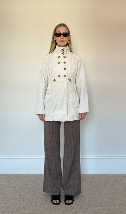 Beige button up trench coat