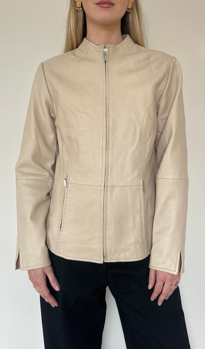 Vintage cream leather jacket