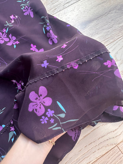 SALE Vintage purple sheer floral dress