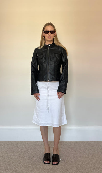 Vintage black leather biker jacket