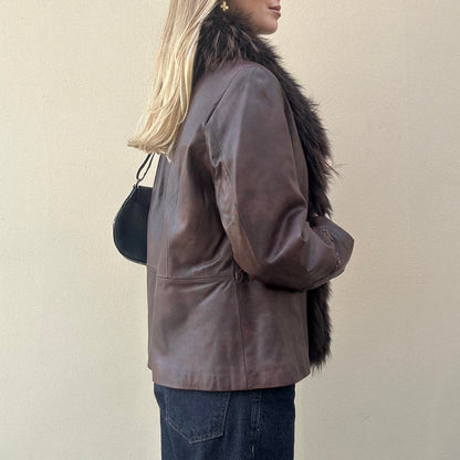 Vintage 90s brown fur jacket