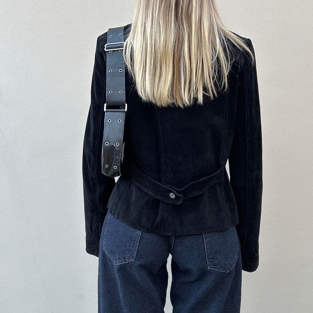 Vintage black suede biker jacket