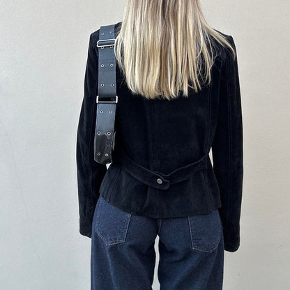 Vintage black suede biker jacket