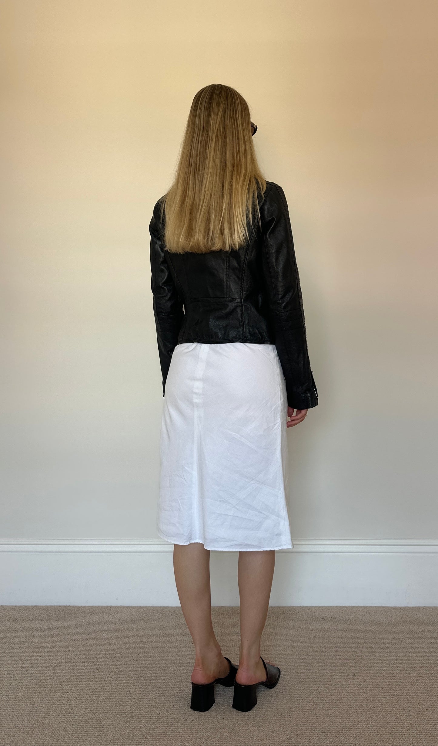 Vintage black leather biker jacket