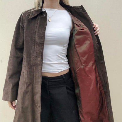 Vintage 00s chocolate brown suede jacket