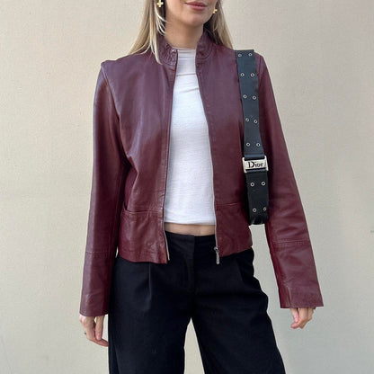 Vintage 00s burgundy leather jacket