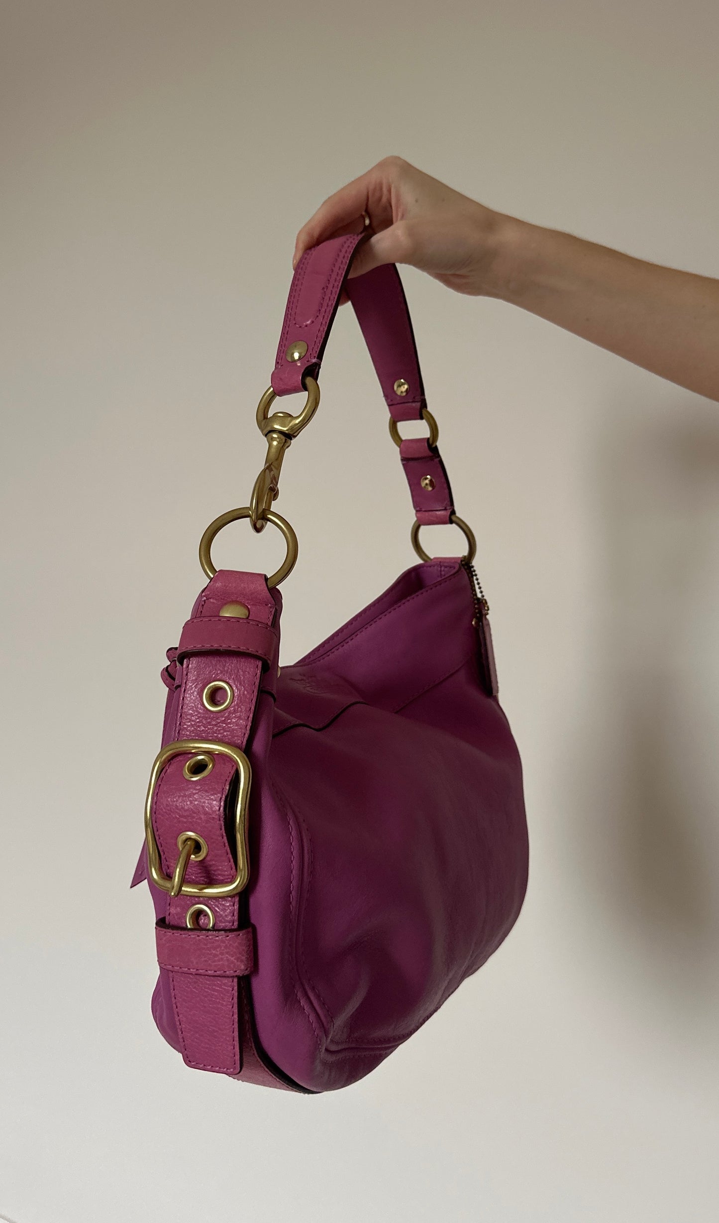 Vintage pink & gold coach bag