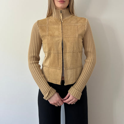 Vintage suede knit jumper jacket