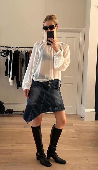Vintage Denim Asymmetrical Skirt