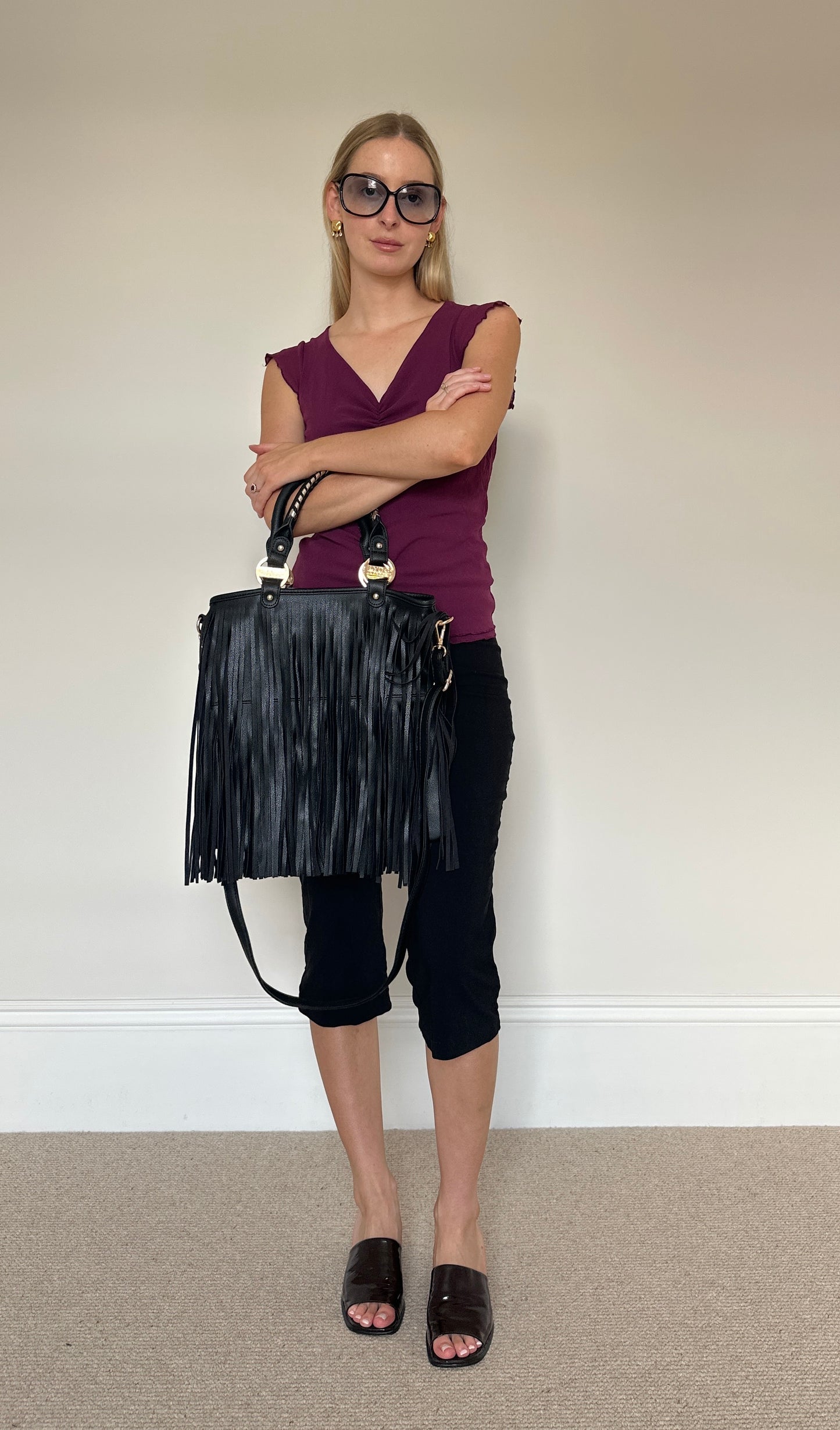 Vintage leather Tassle bag
