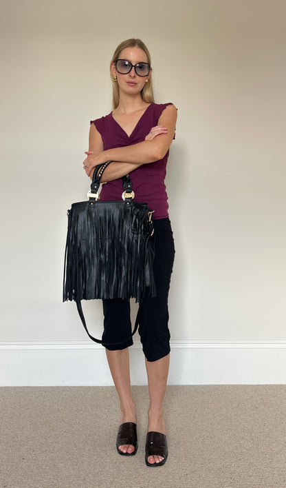 Vintage leather Tassle bag