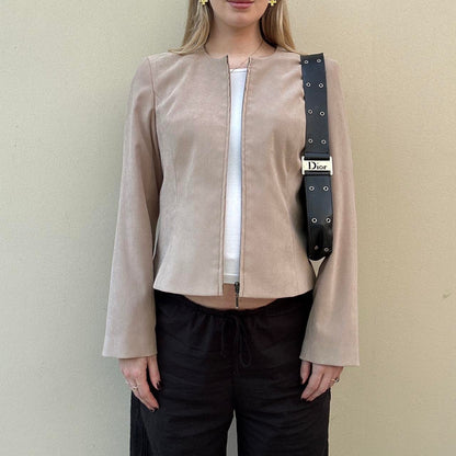 Vintage 00s beige faux suede jacket