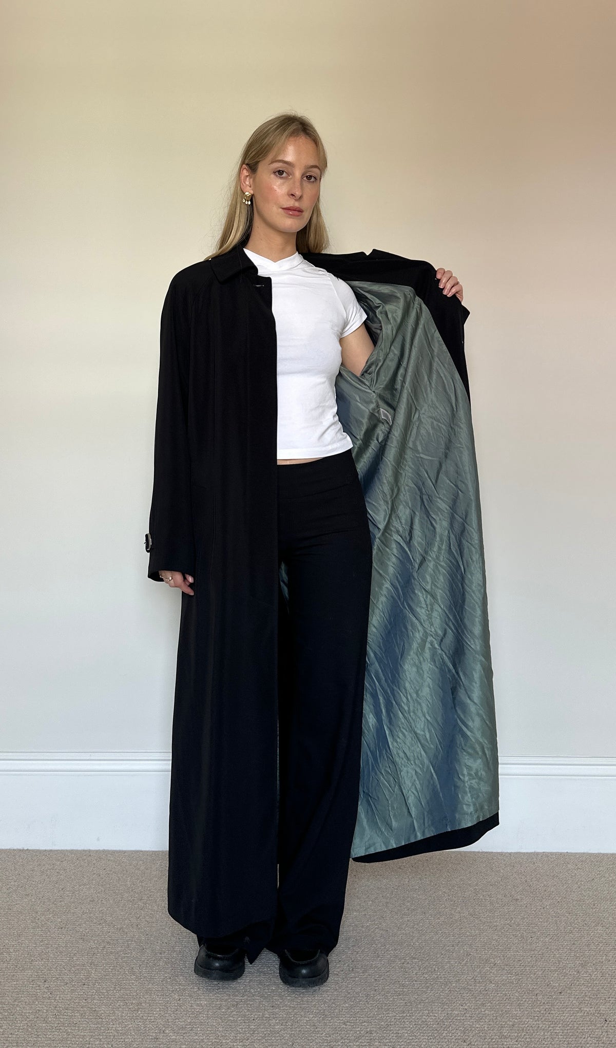Vintage Black full length Trench Coat