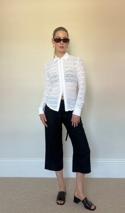 Vintage zip white blouse
