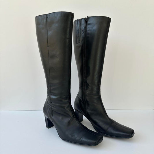 Black leather boots