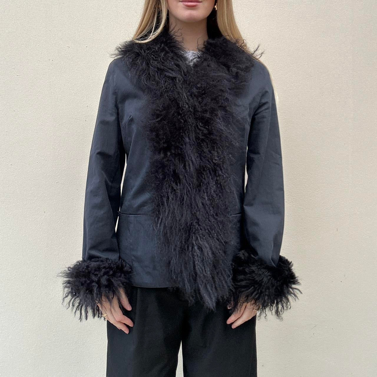 Vintage black Mongolian Afghan jacket