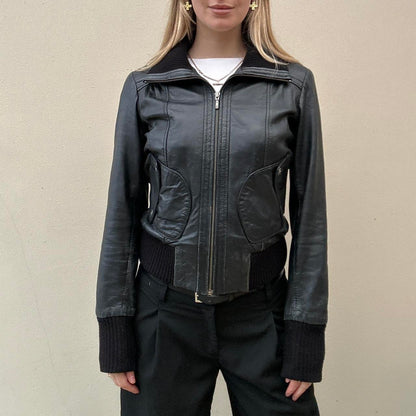 Vintage 00s black leather jacket
