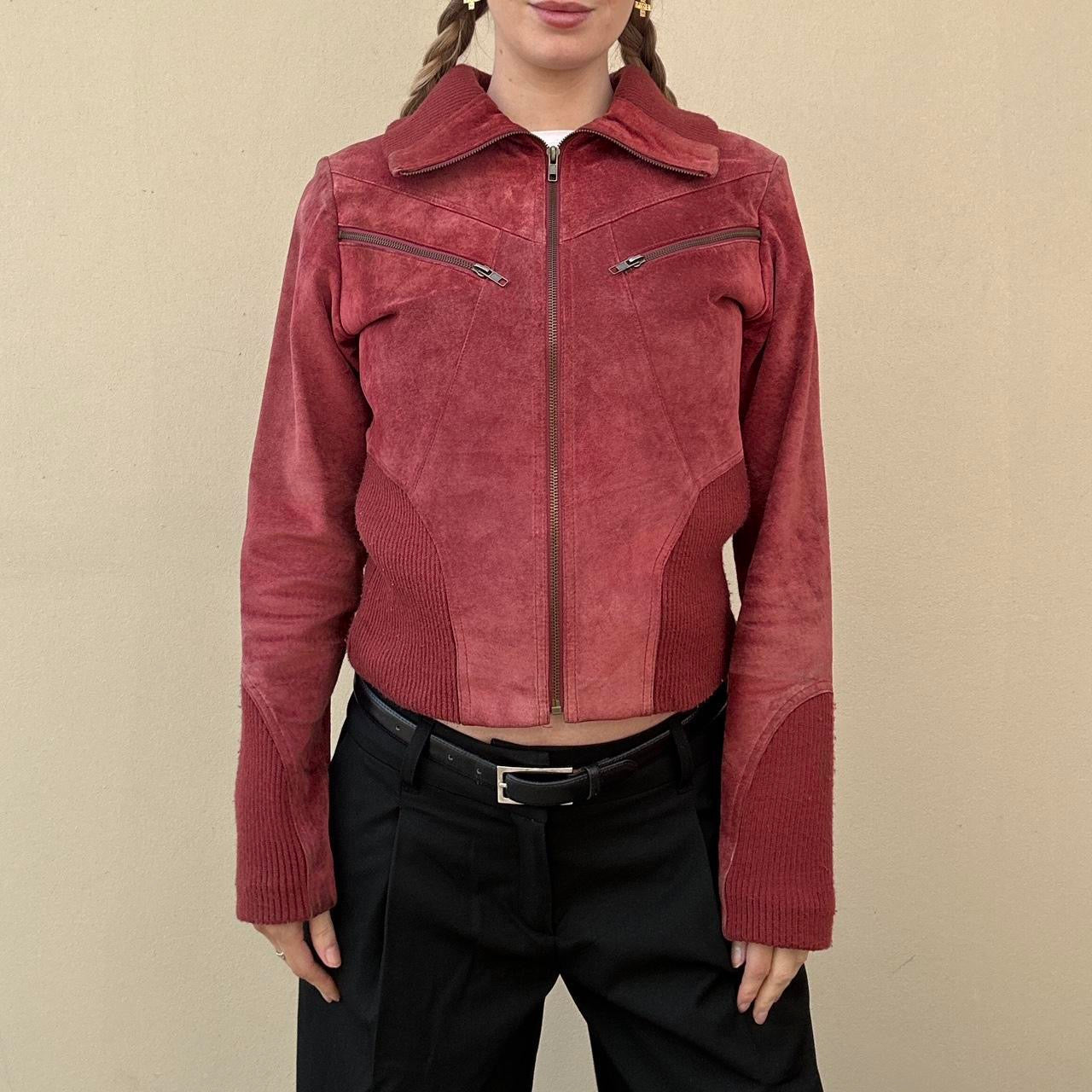 Vintage 90s red suede jacket