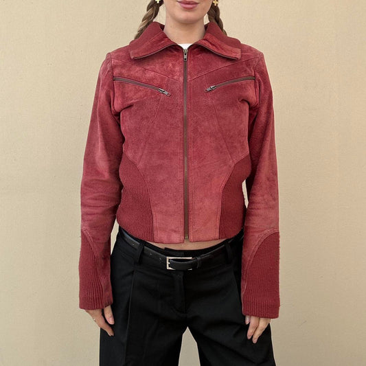Vintage 90s red suede jacket