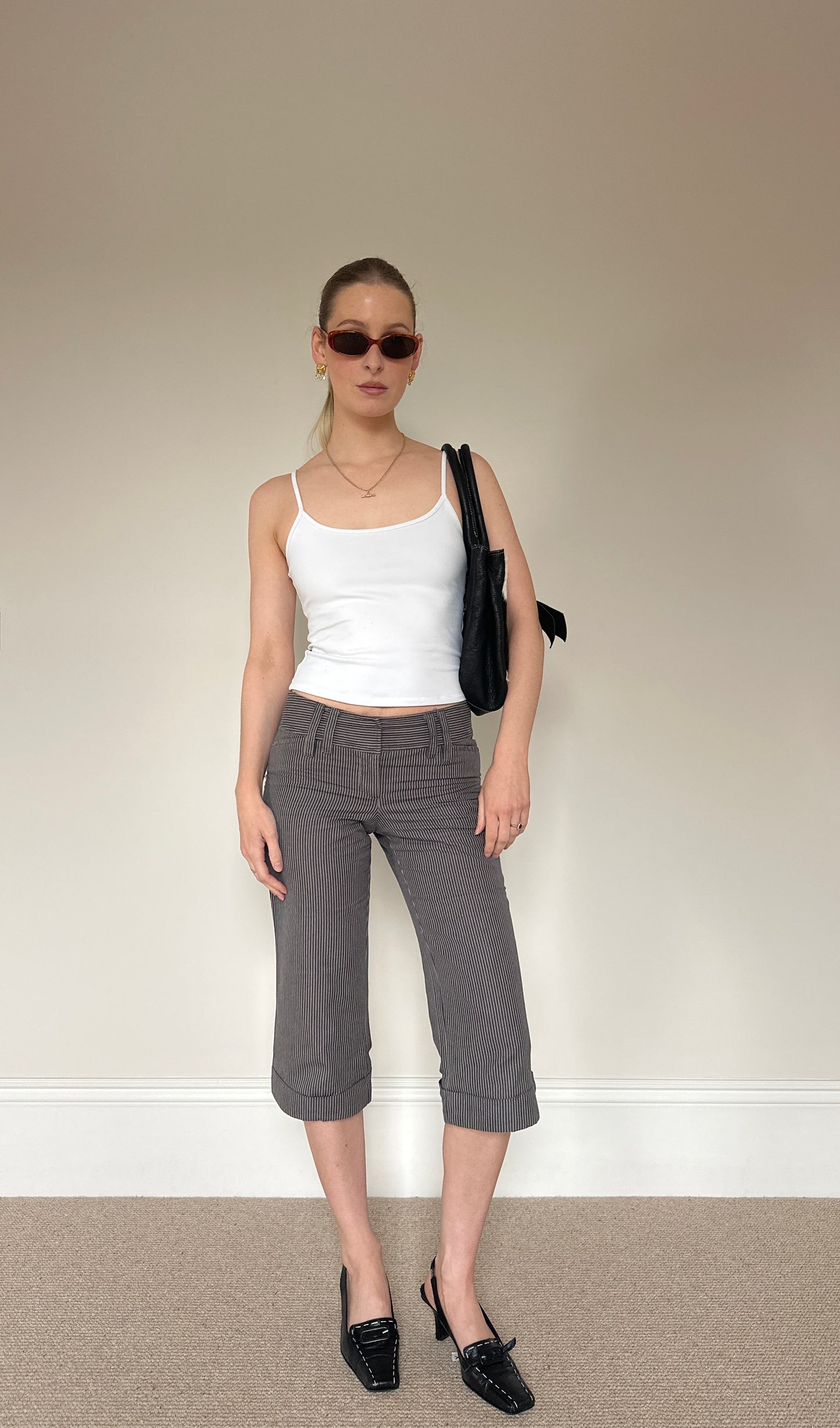 Vintage pinstripe capri trousers