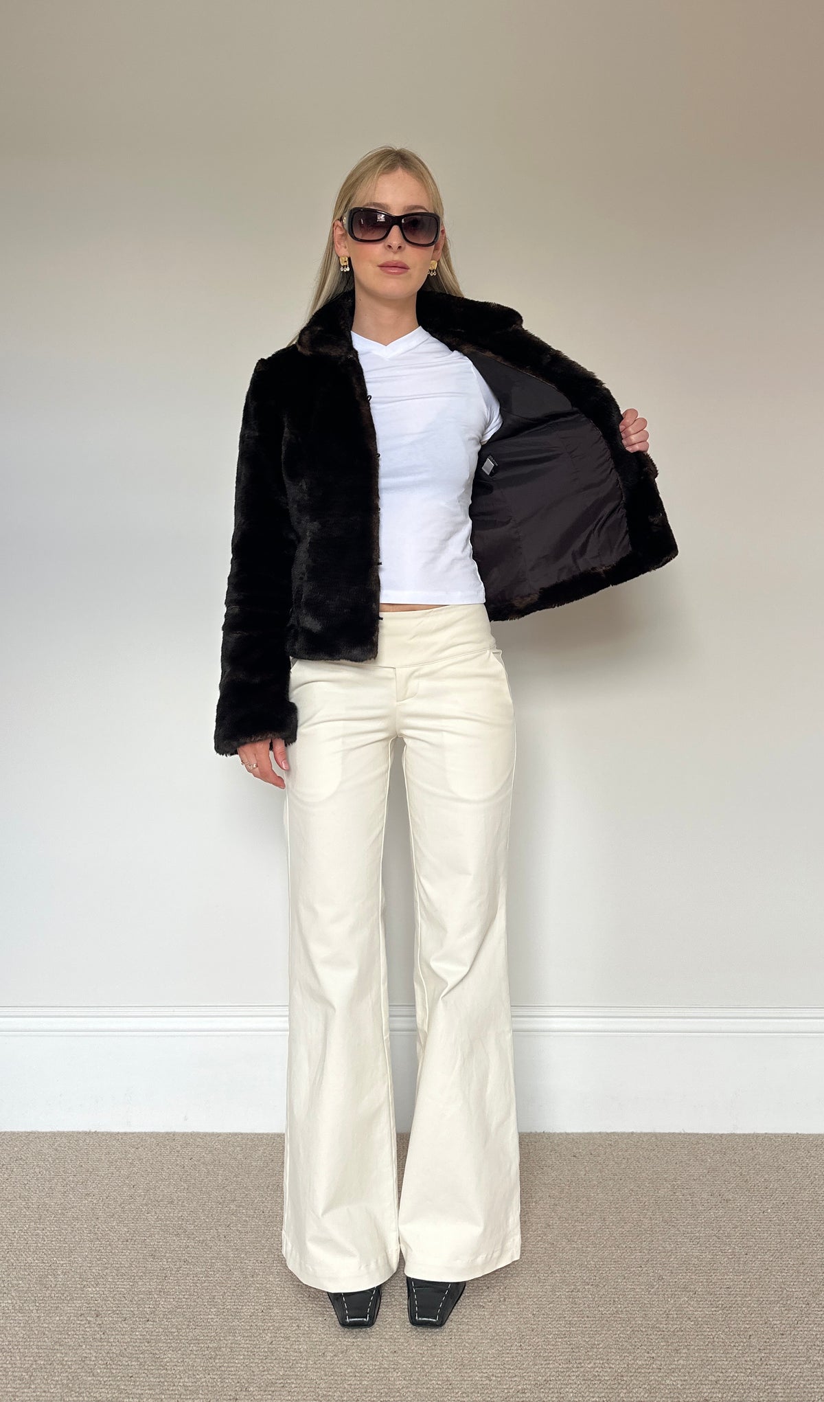 Brown faux fur jacket