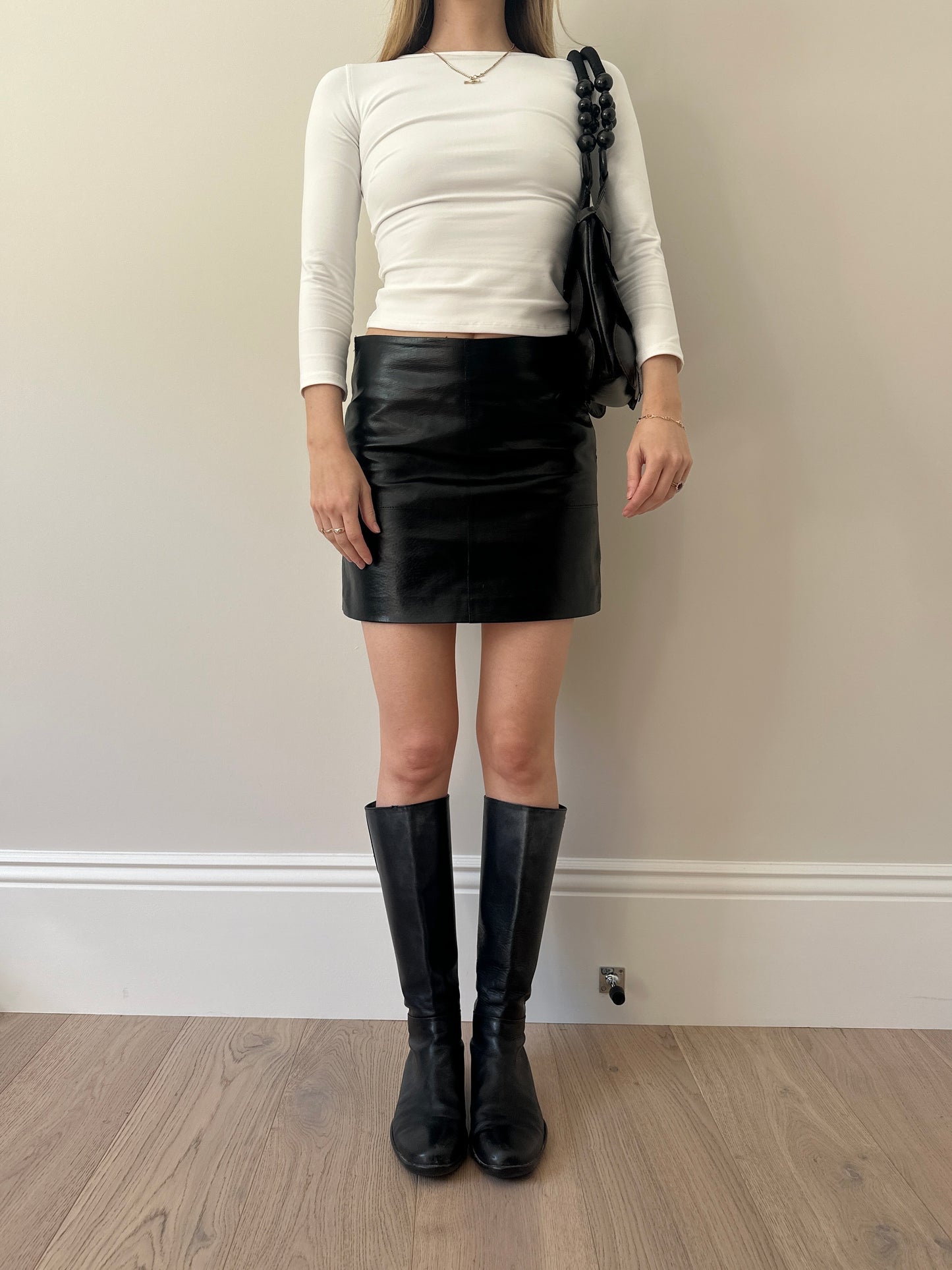 Vintage genuine leather mini skirt