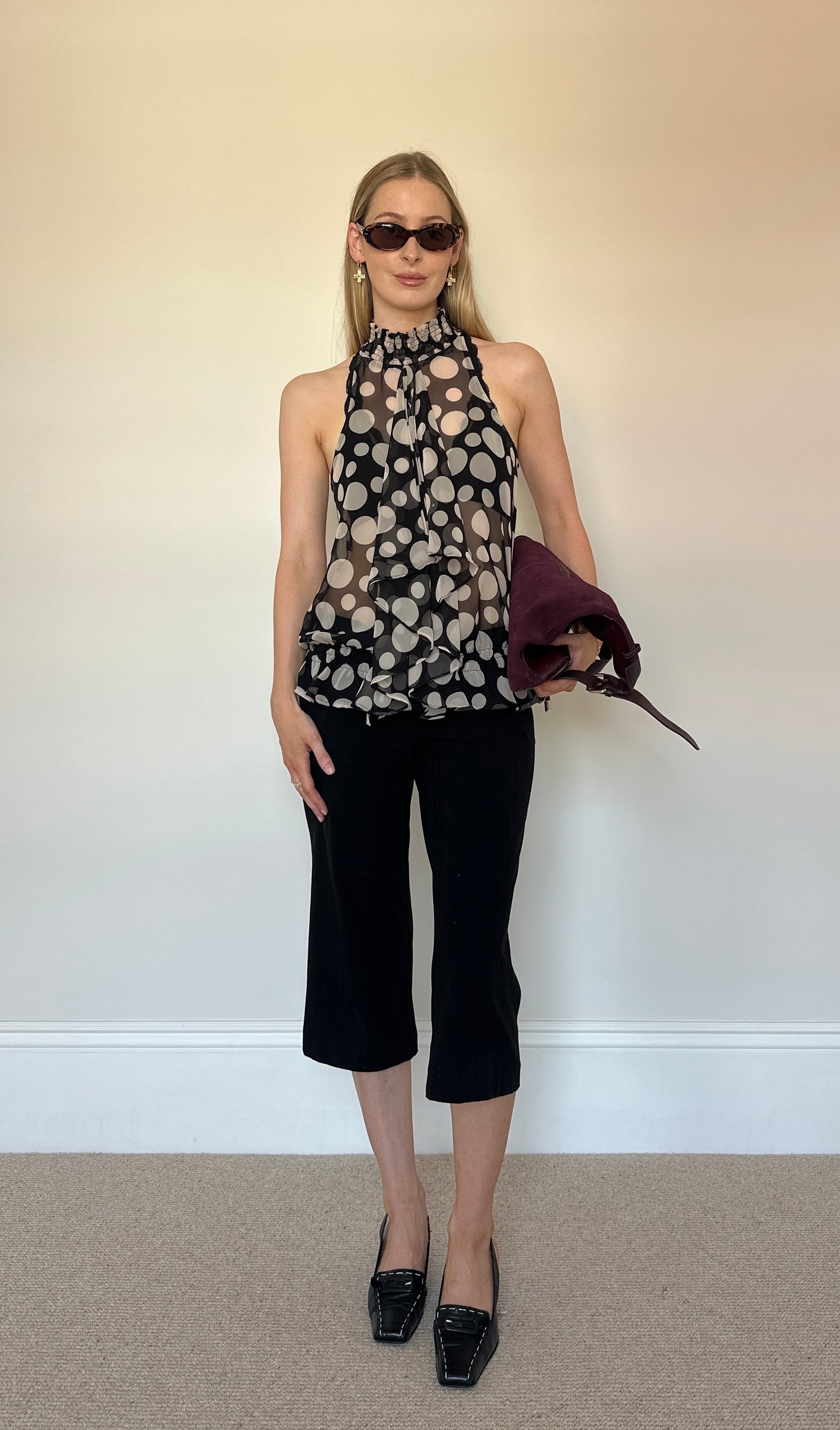 sheer polka dot halter top