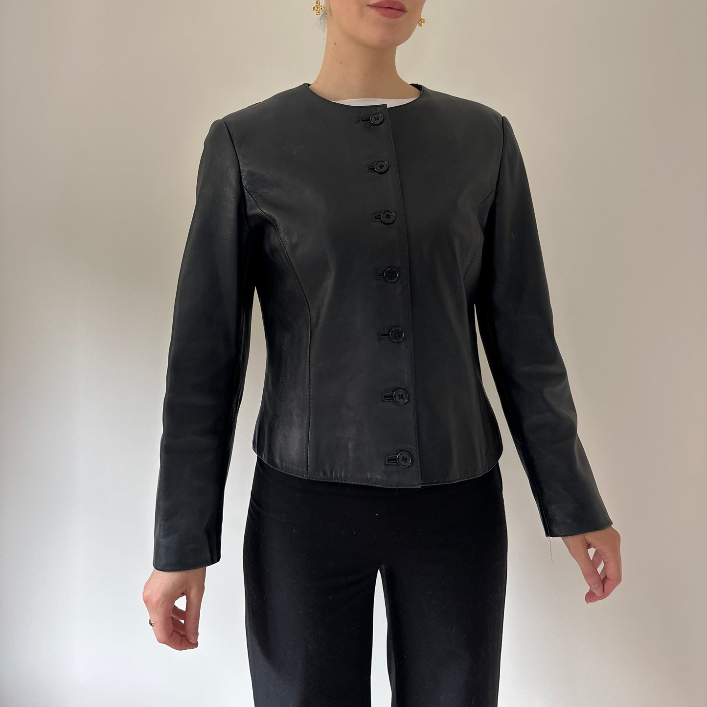 Vintage button up leather jacket
