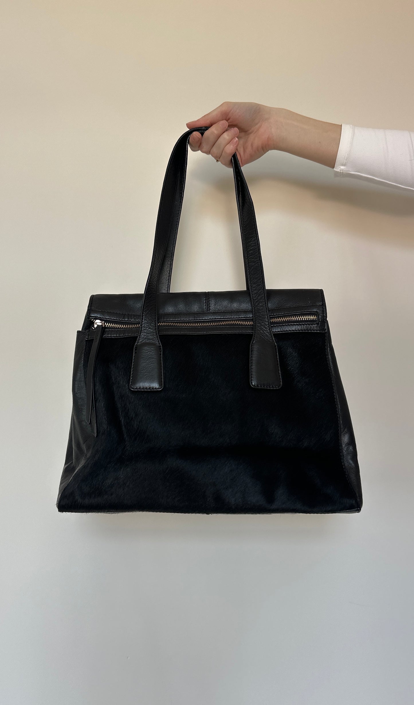 Vintage leather & pony skin bag