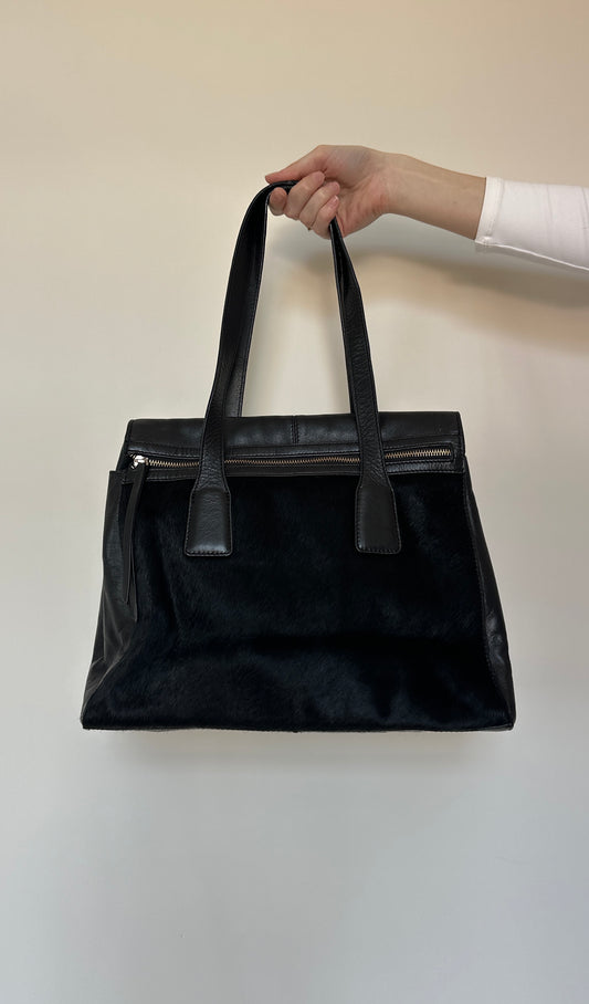 Vintage leather & pony skin bag