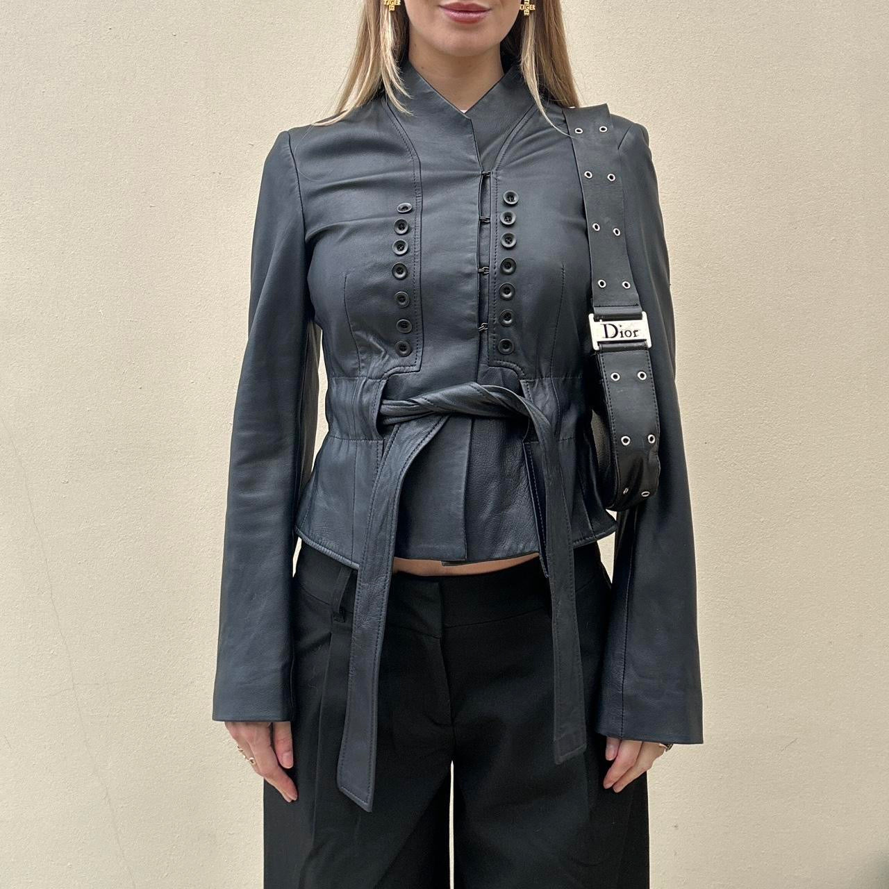 Vintage 00s button leather jacket