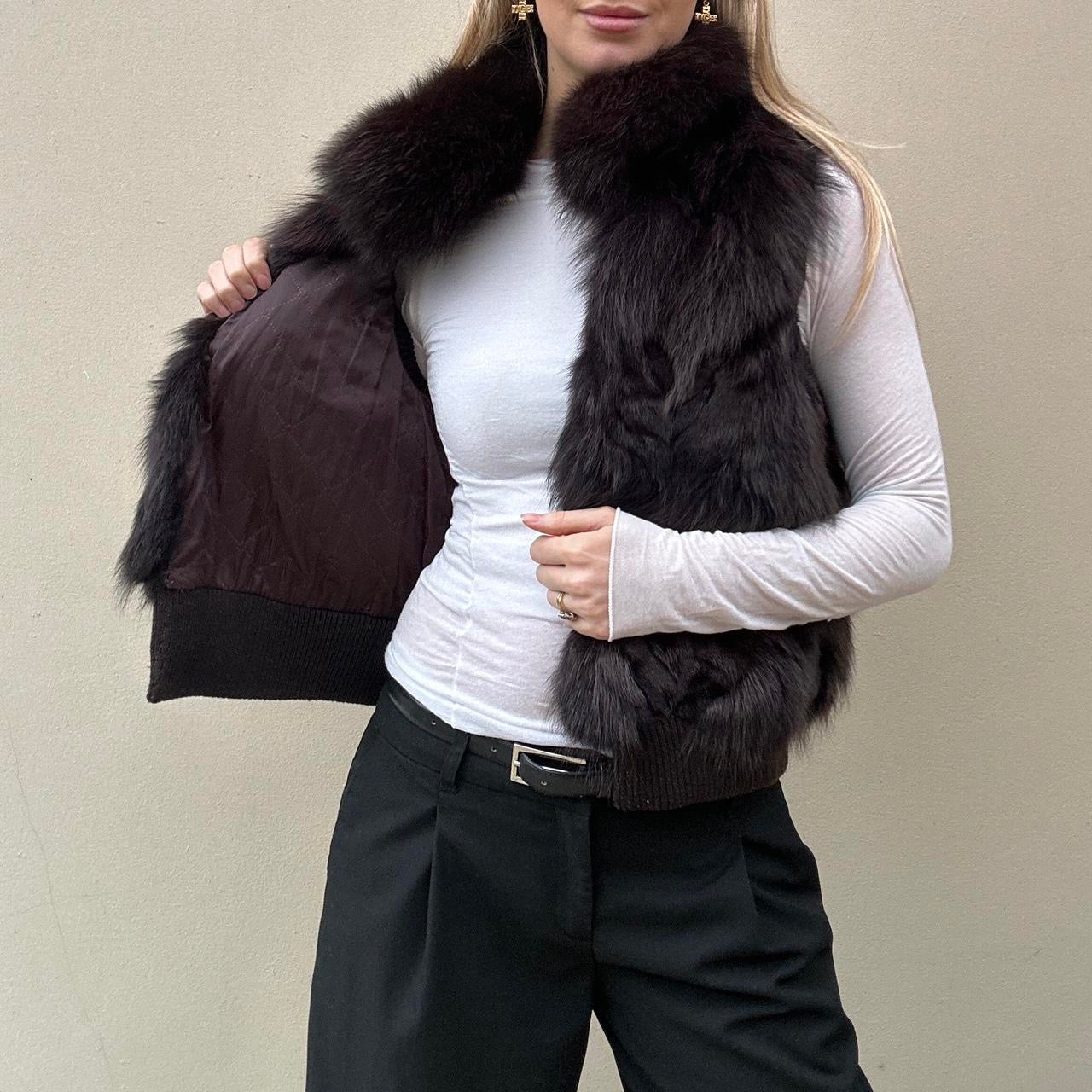 Vintage brown fur gilet