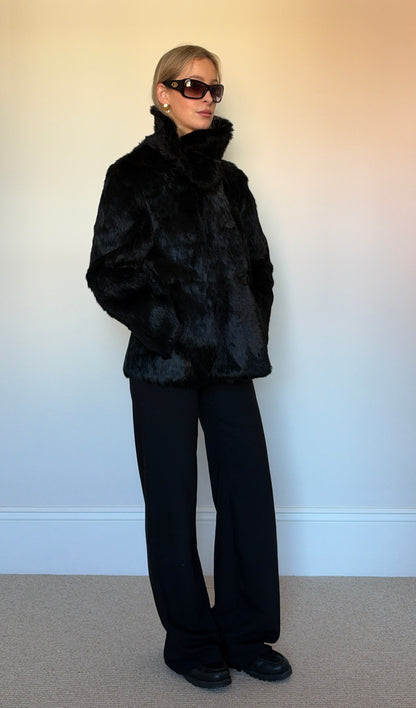 Vintage real fur coat asymmetric jacket