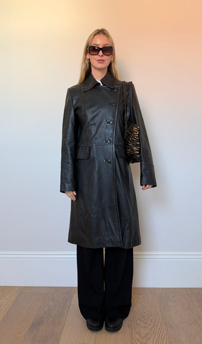 Vintage leather asymmetrical jacket