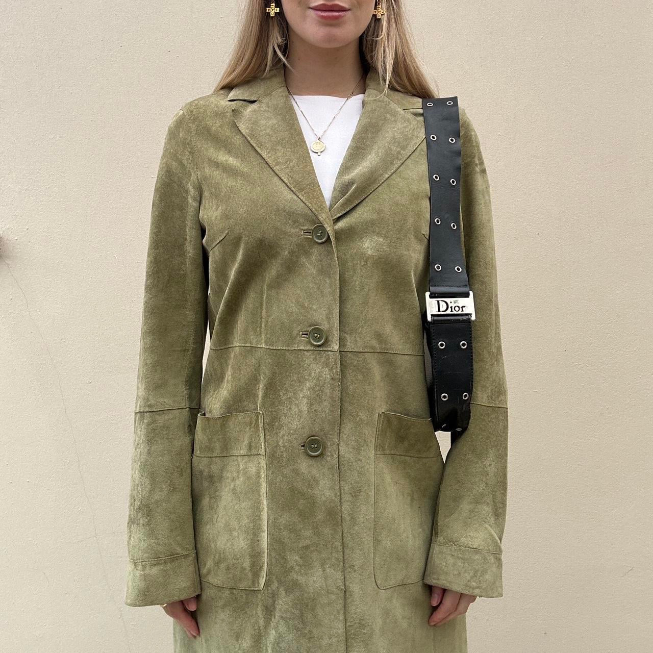 Sage green real suede blazer