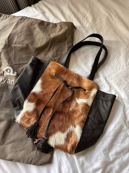Cow hide tassle bag