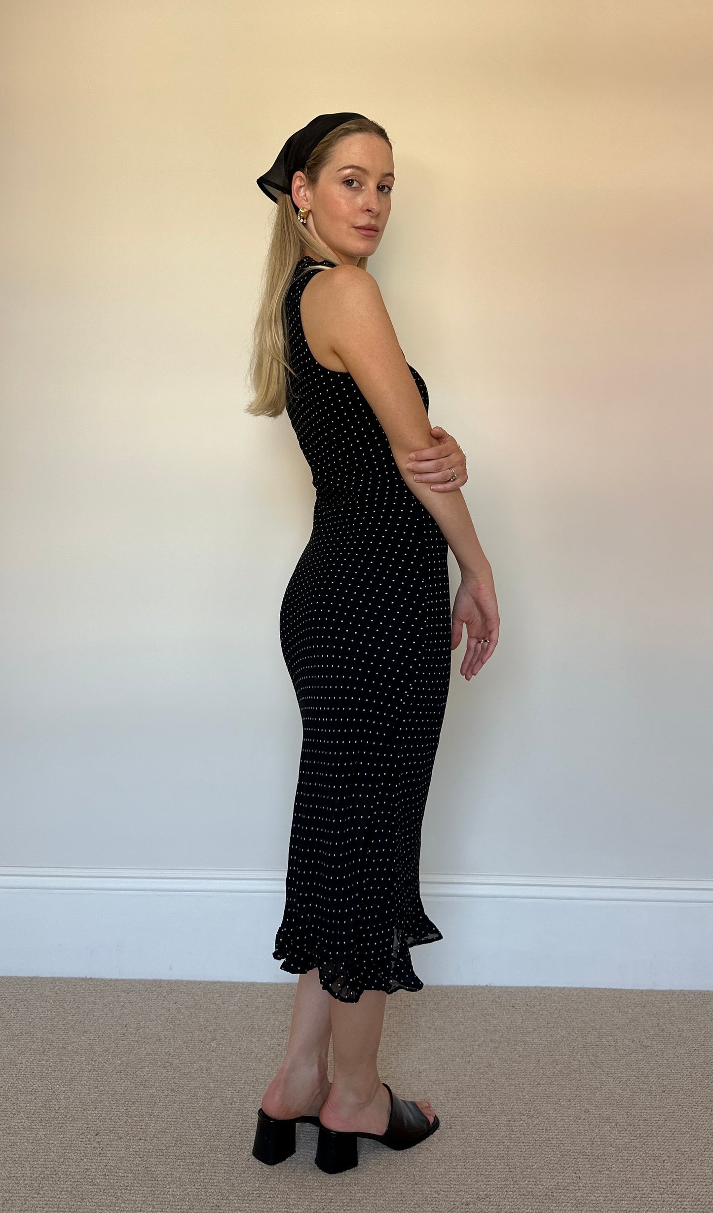 Vintage black polka dot dress