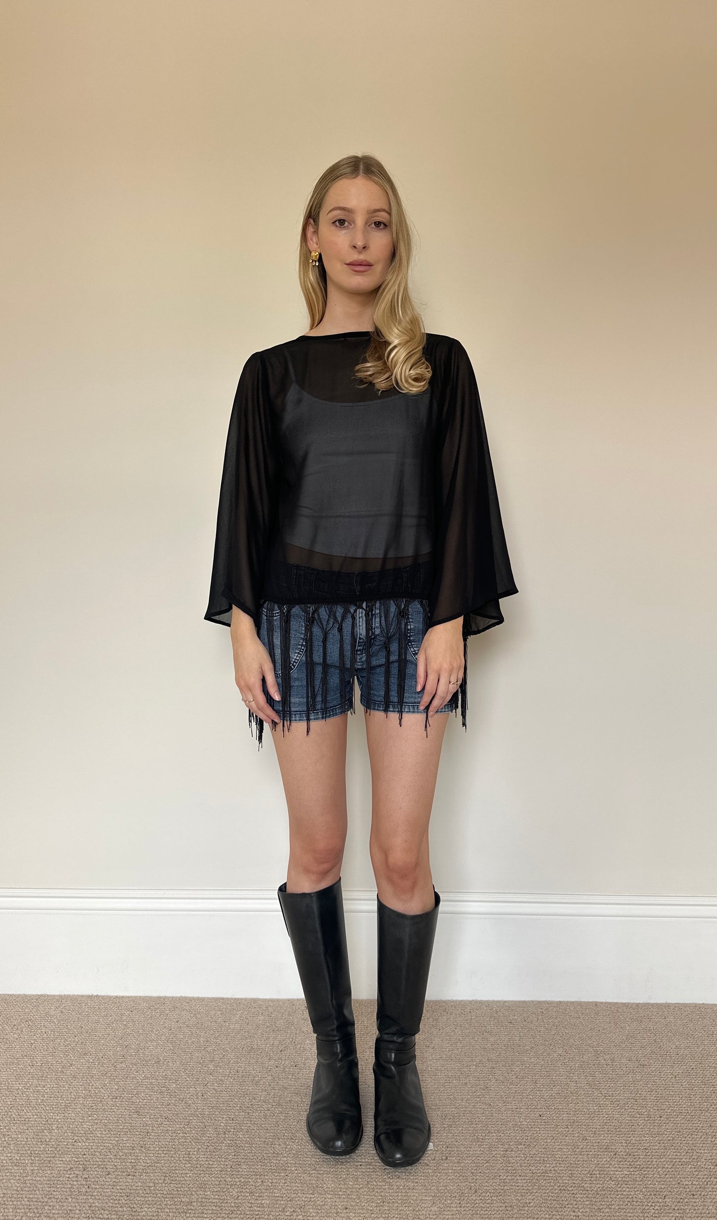 Vintage Chiffon Tassle Shrug