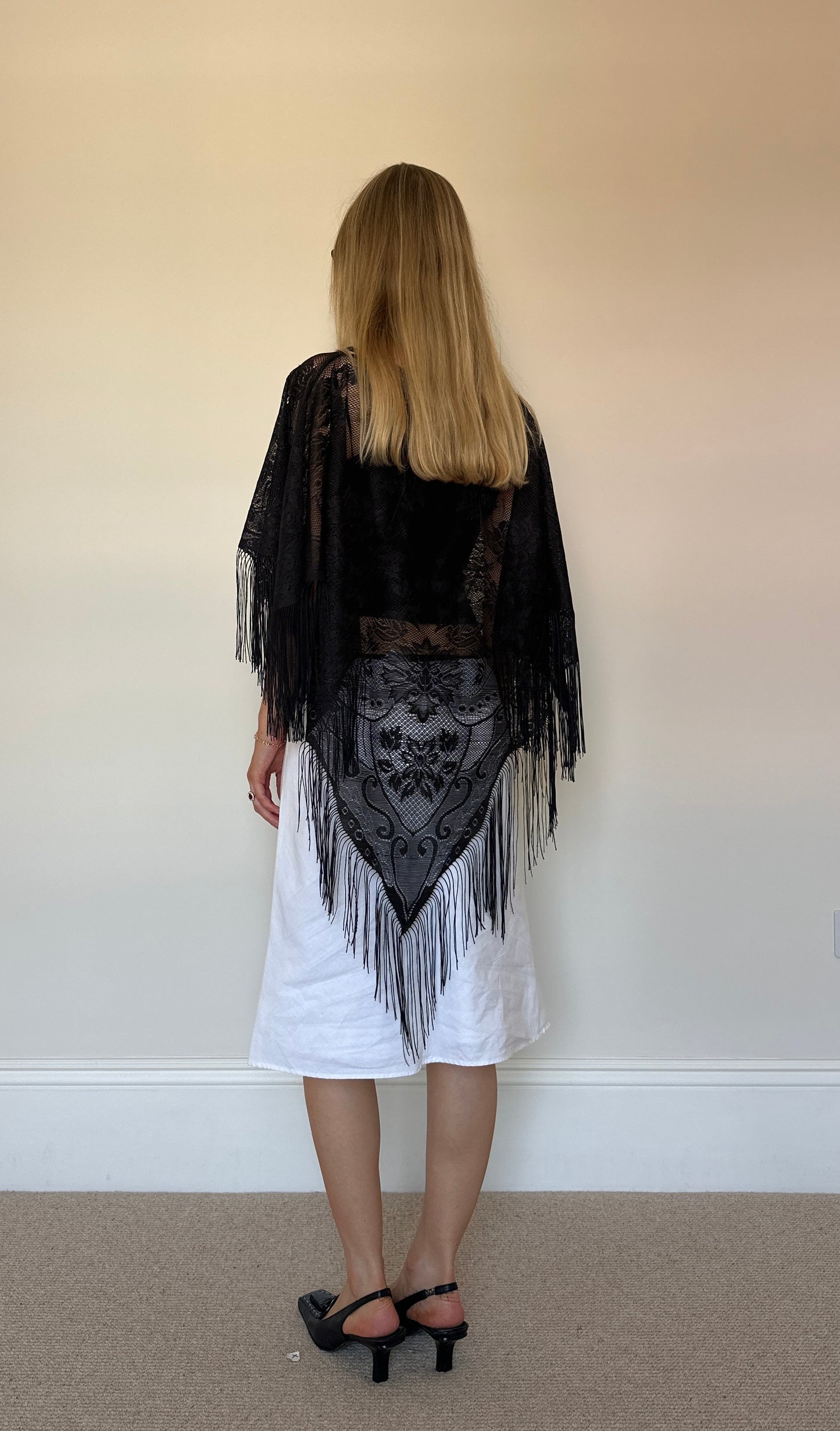 Black crochet Tassle poncho