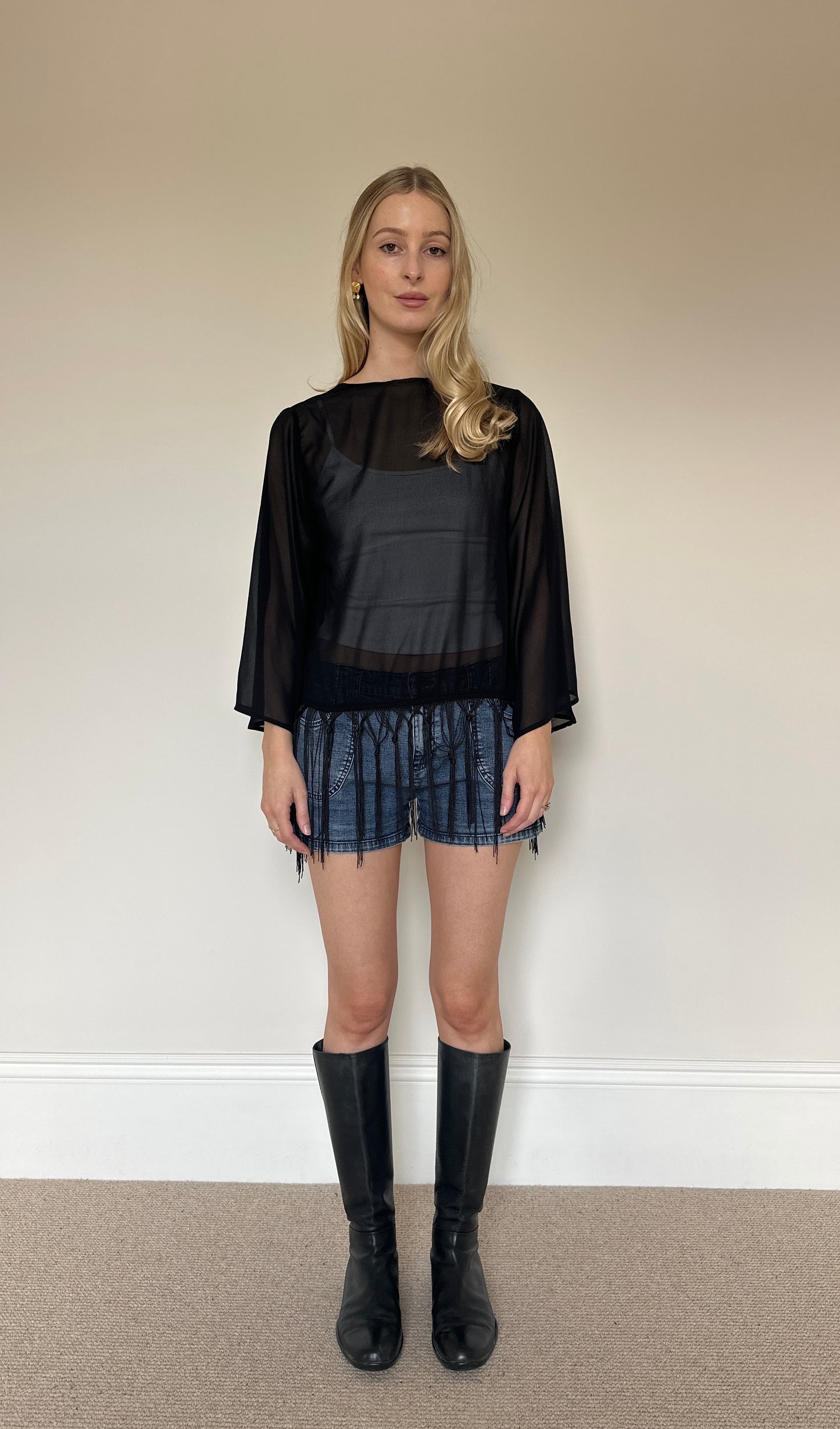 Vintage Chiffon Tassle Shrug