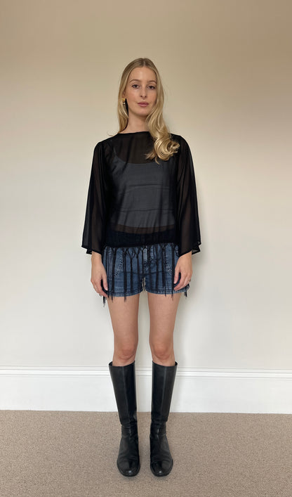 Vintage Chiffon Tassle Shrug