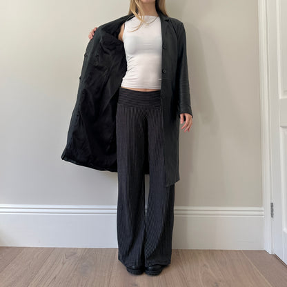 Vintage black leather trench coat