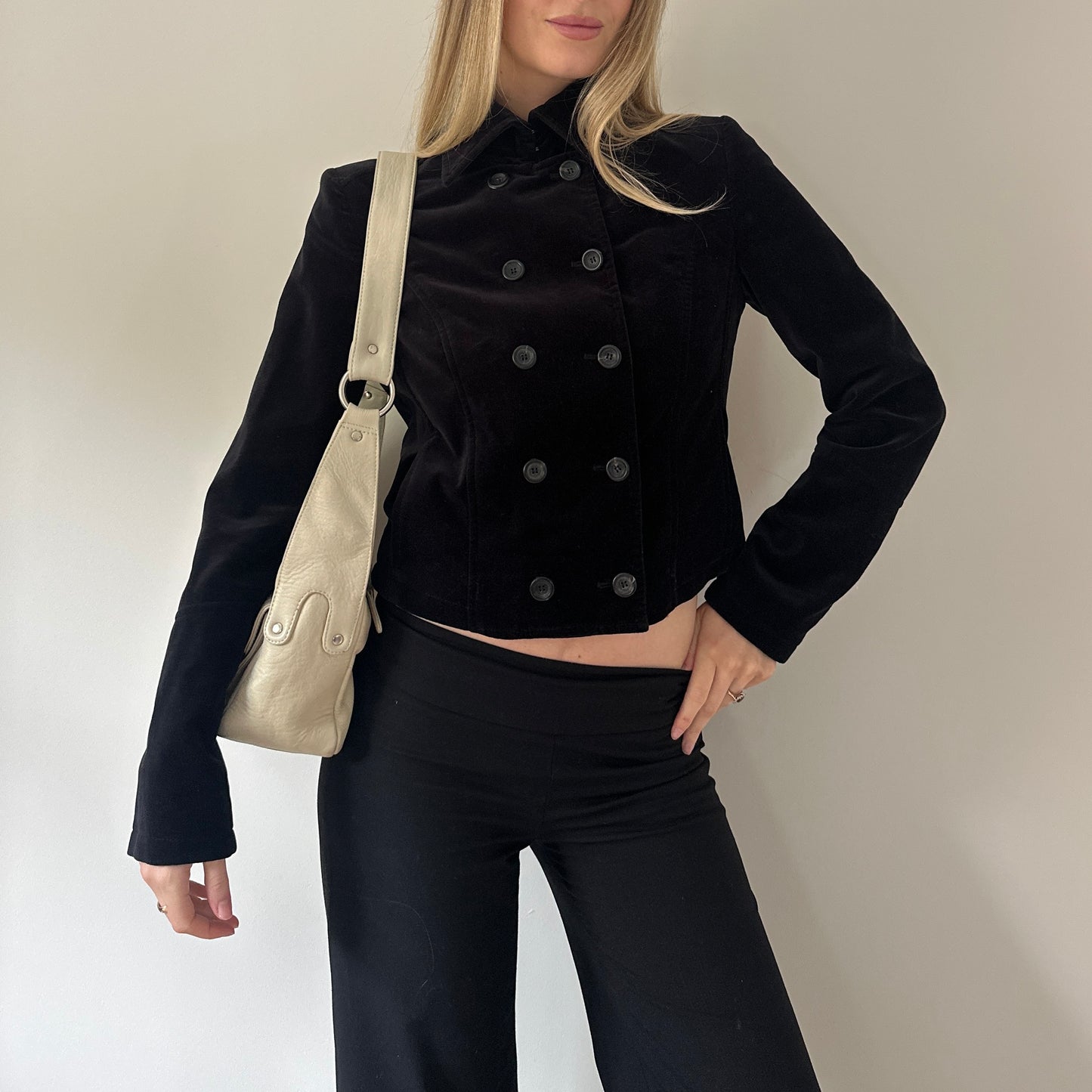 Vintage cream leather satchel bag
