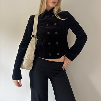 Vintage cream leather satchel bag