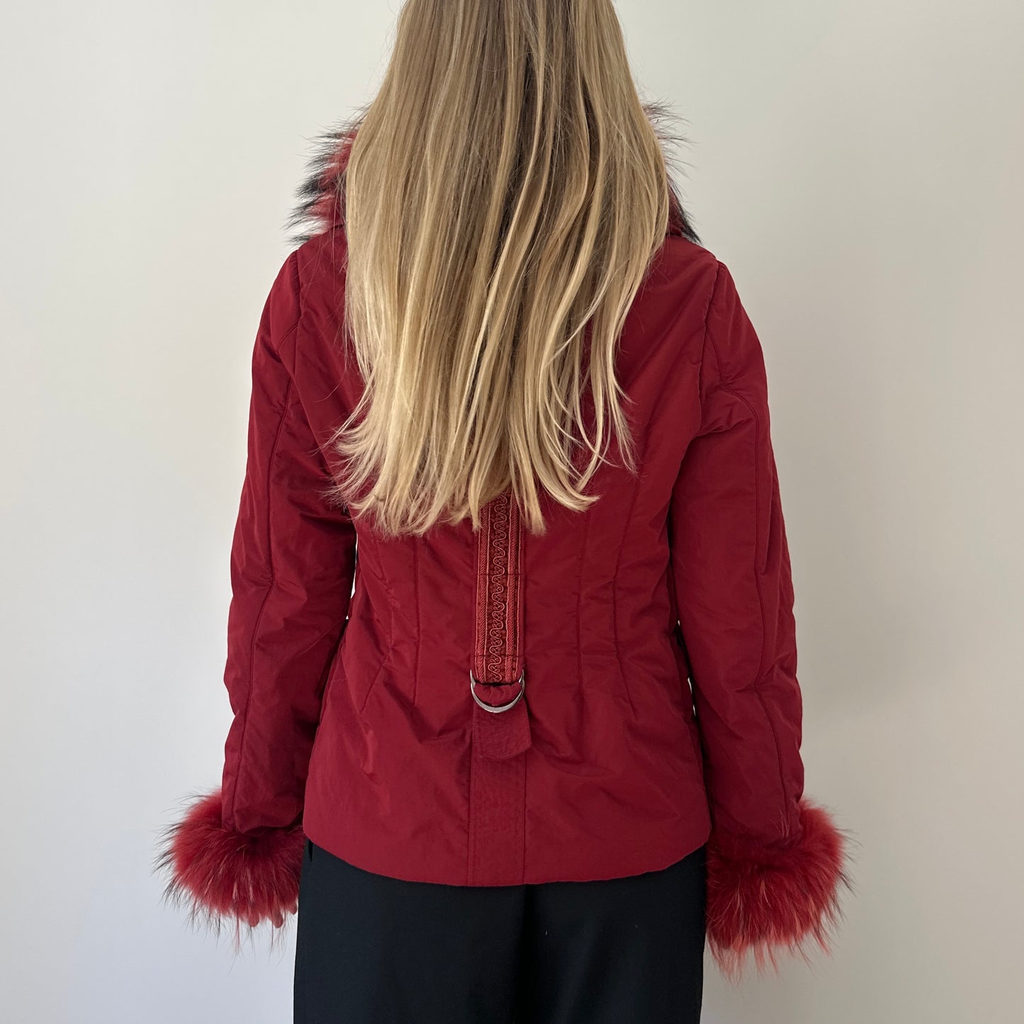 Vintage burgundy fur puffer coat