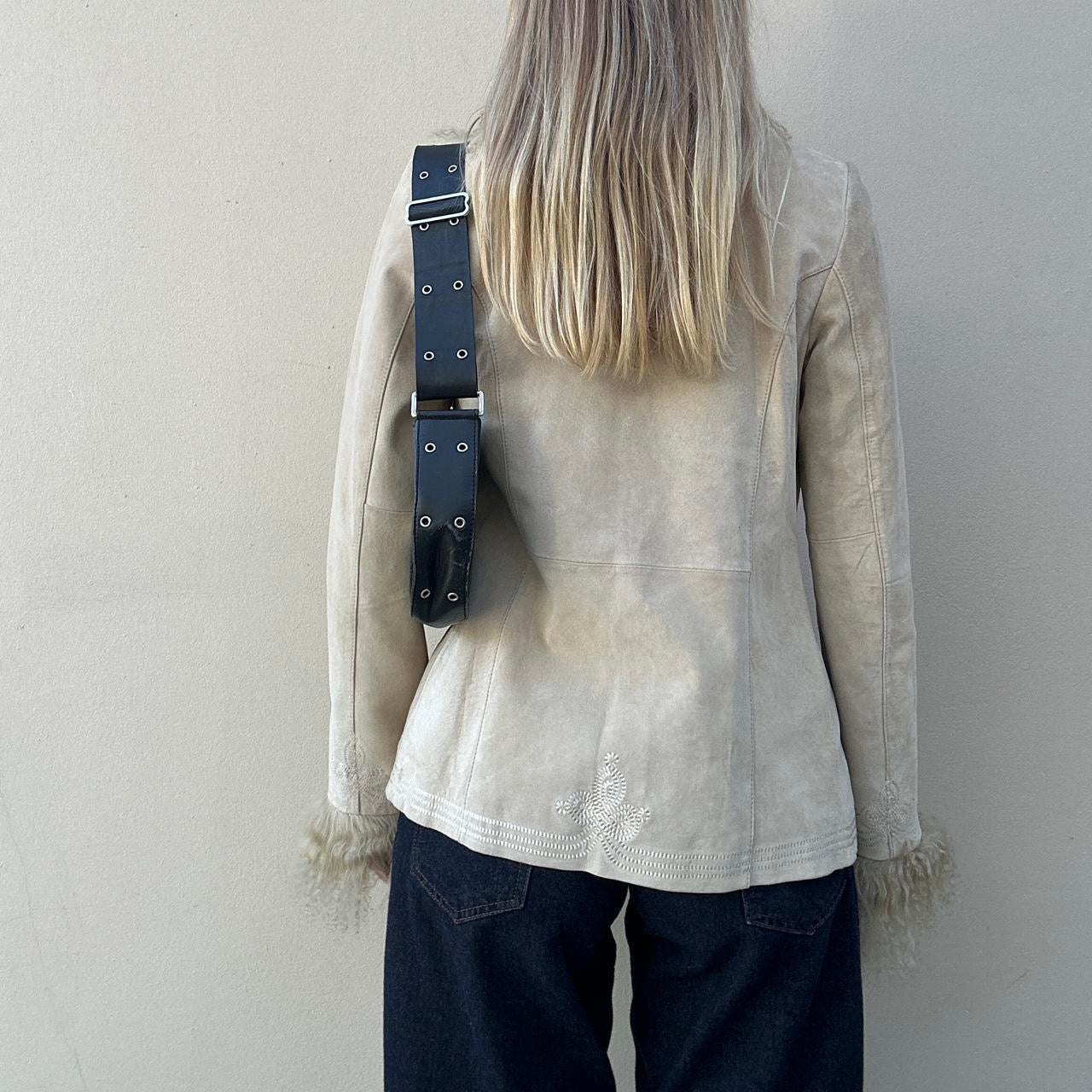 Vintage 00s suede & Mongolian fur afghan coat